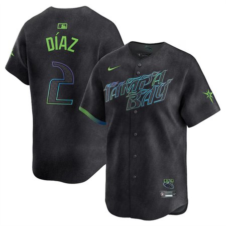 Men's Tampa Bay Rays #2 Yandy Diaz Charcoal 2024 City Connect Limited Stitched Baseball Jersey